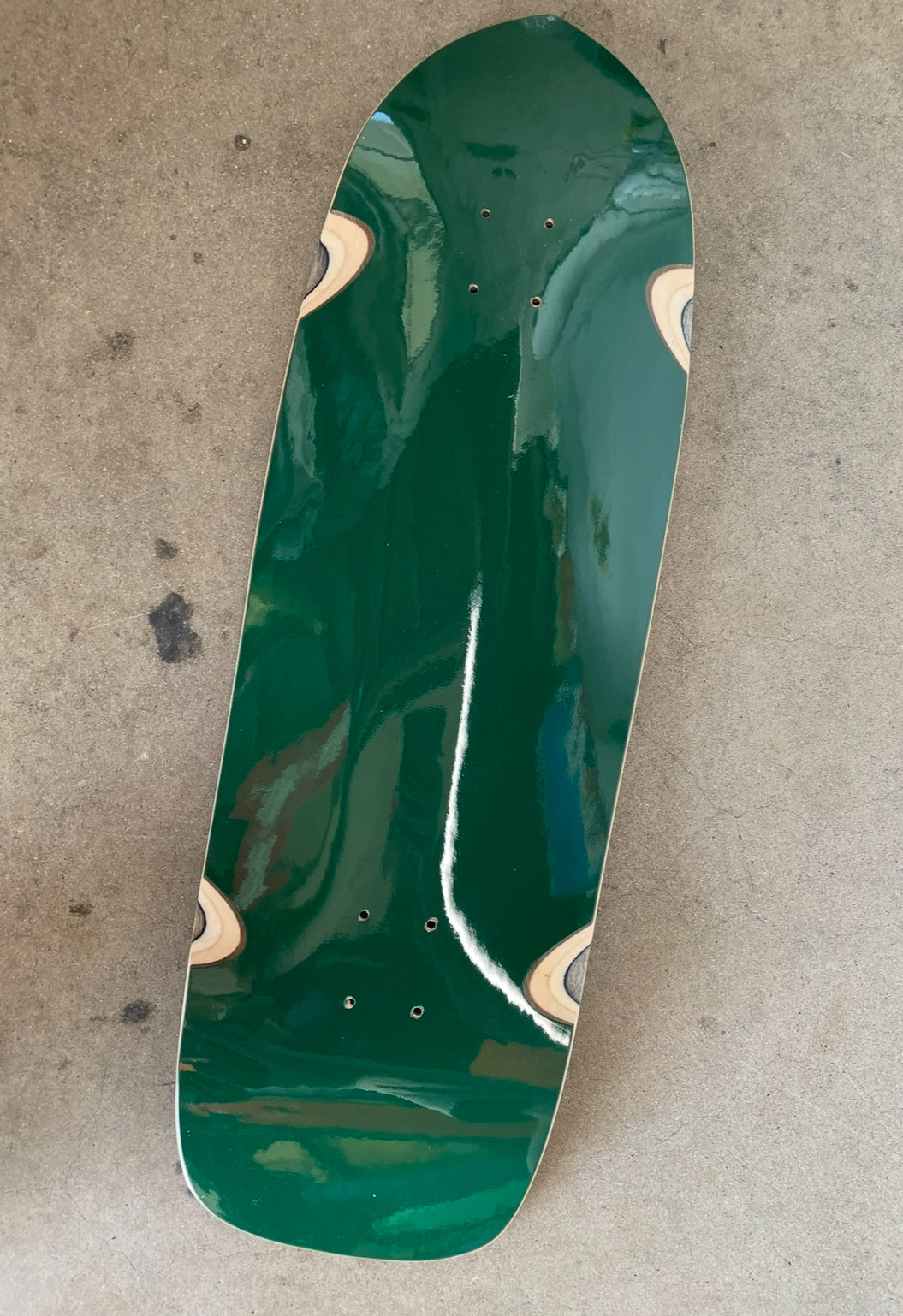 Duane Peters Green and Black Stripe skateboard deck, 9.5 inch limited edition steep concave design