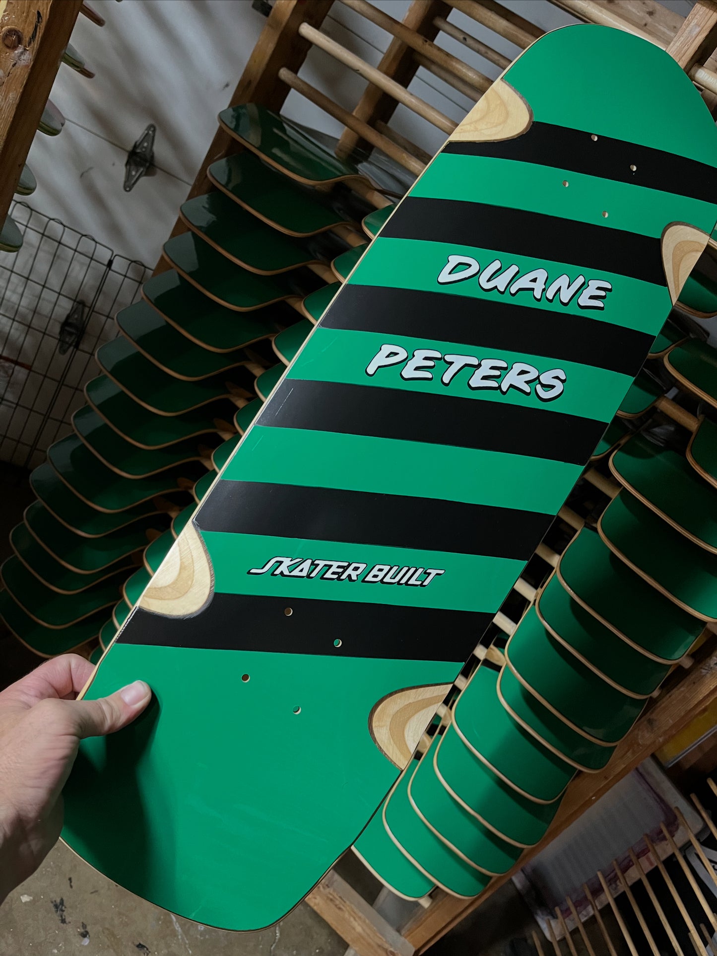 Duane Peters Pro Skateboard Deck – Green & Black Stripe (Limited Pre-Order)