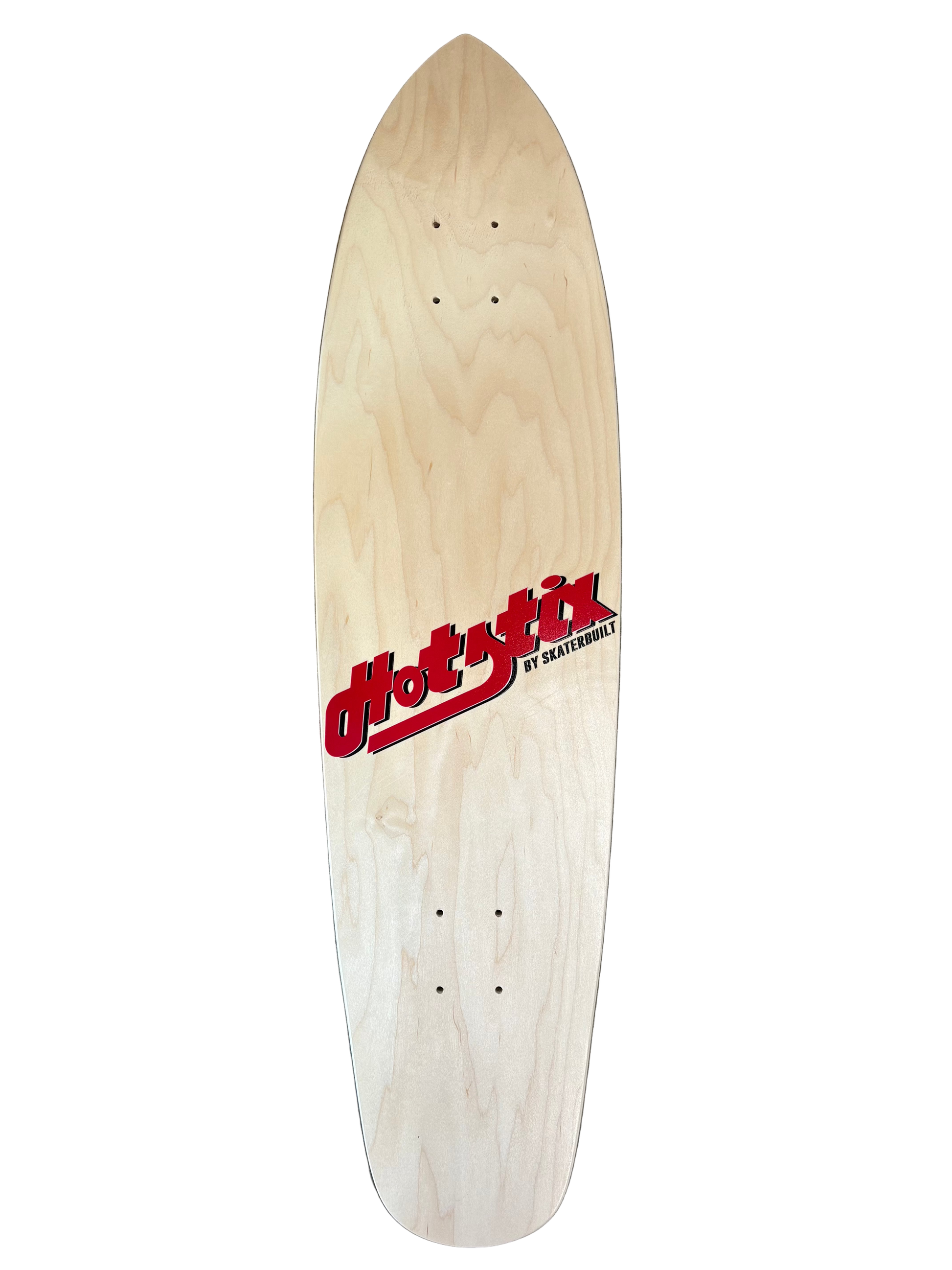 HOT STIX Logo retro skateboard deck with horizontal HotStix branding, 8.5 inch single kick no concave deck