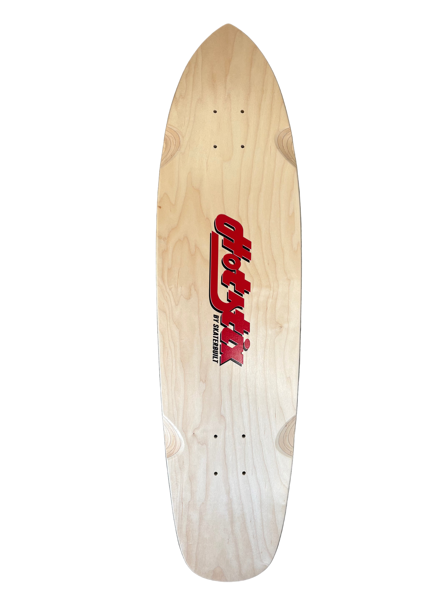 HOT STIX Logo retro skateboard deck with vertical HotStix branding, 8.5 inch single kick maple deck