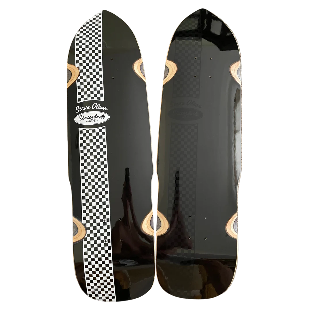 Skaterbuilt x Steve Olson PoolShark Collaboration Skateboard Deck – Black & White Checkered (In Stock)