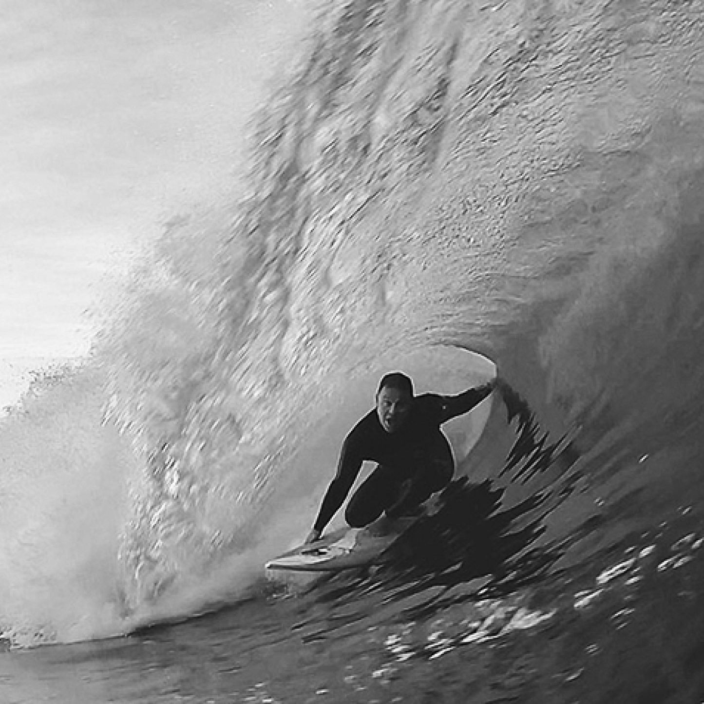 Mike Cottrell surfing a barreling wave, Surf/Skate Brotherhood imagery