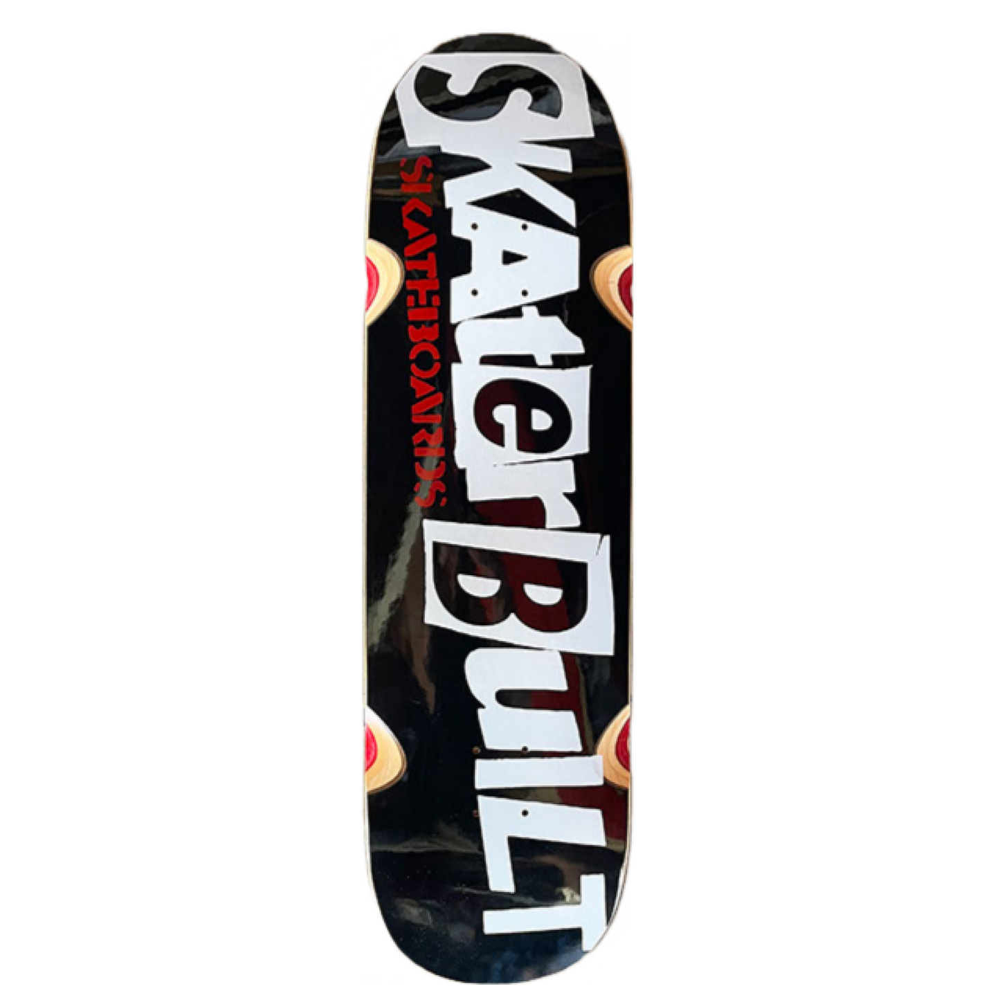 Skaterbuilt Full-Size Punk Logo skateboard deck, black Formica bottom with Skaterbuilt Skateboards graphic