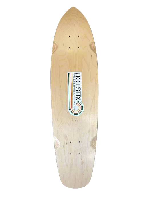 HOT STIX Psycho Dave Ortiz retro skateboard deck, 8.5 inch single kick maple board with HOT STIX branding