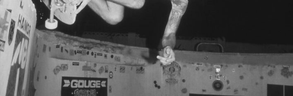 Ron Emory launches above the sign-in bowl at night during a SoCal session.