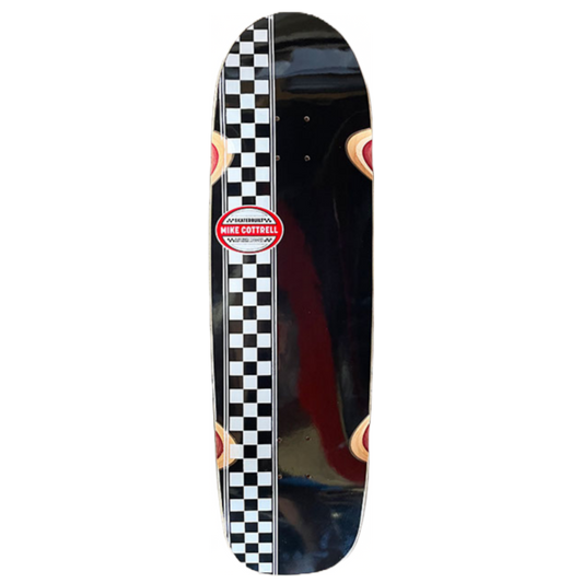Skaterbuilt x Mike Cottrell Guest Model Surf/Skate Brotherhood deck, black bottom with checkered band and logos