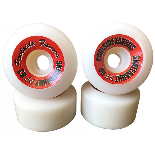 Skaterbuilt Poolside Favors skateboard wheels, 99A urethane, wide base, available in 63mm and 60mm sizes